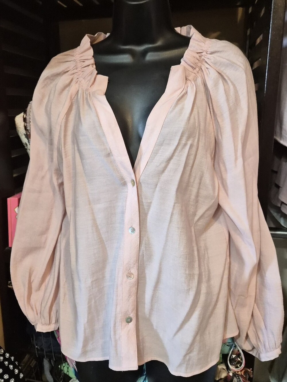Zara Ruffled Collar Blouse with Baloon Sleeves XSp